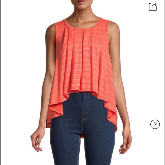FREE PEOPLE Turn it up Stripes High Low Tank Top In Scarlet.Size S - Picture 4 of 15